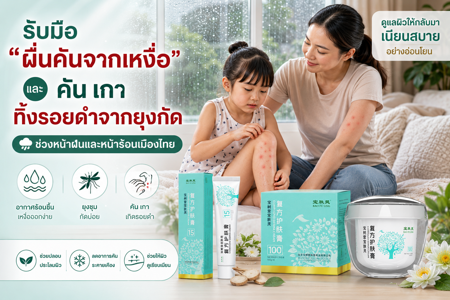 รับมือ "ผื่นคันจากเหงื่อ" และขาลายจากยุงชุม ช่วงหน้าฝนและหน้าผืนเมืองไทย